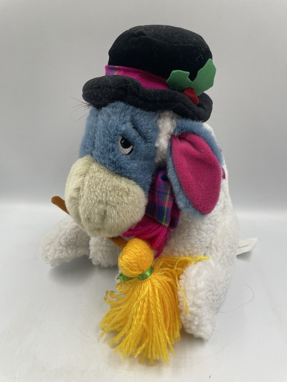 Vintage Disney Store Eeyore Winnie the Pooh Snowman Top Hat Plush 10” Christmas